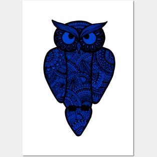 Owl (dark blue) Posters and Art